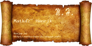 Matkó Henrik névjegykártya