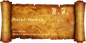 Matkó Henrik névjegykártya